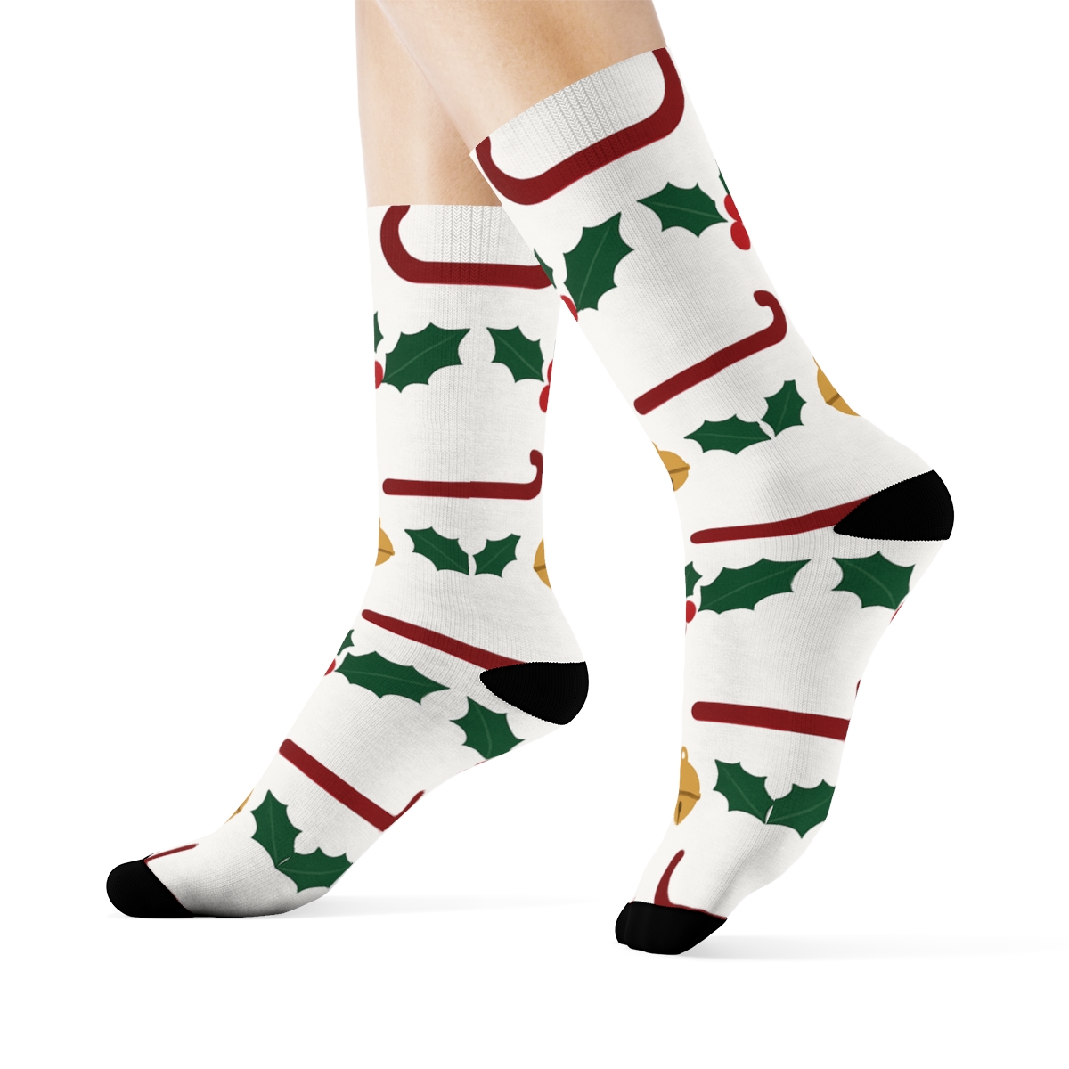 Crimson Runners With Sleigh Bells Garland Band unique graphic crew socks