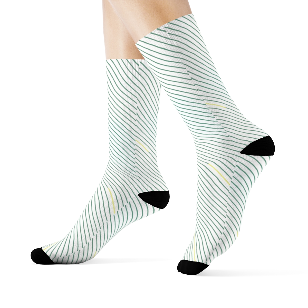 Banded Moire Calm Lines designer printed crew socks