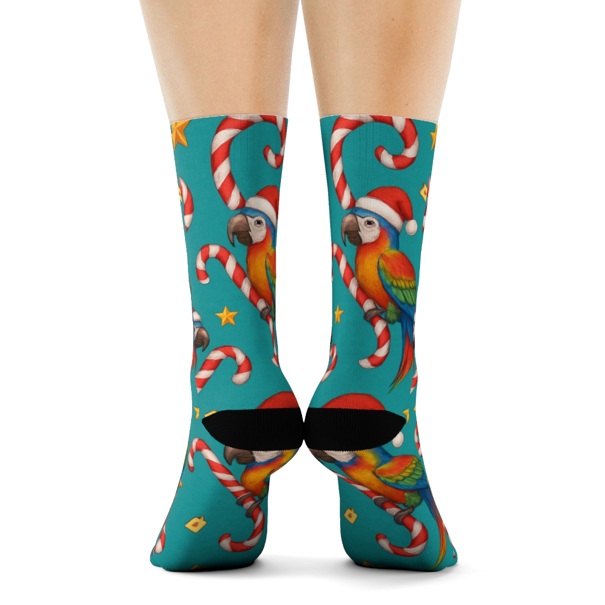 Parrot Candy Cane Spiral Toss custom crew socks