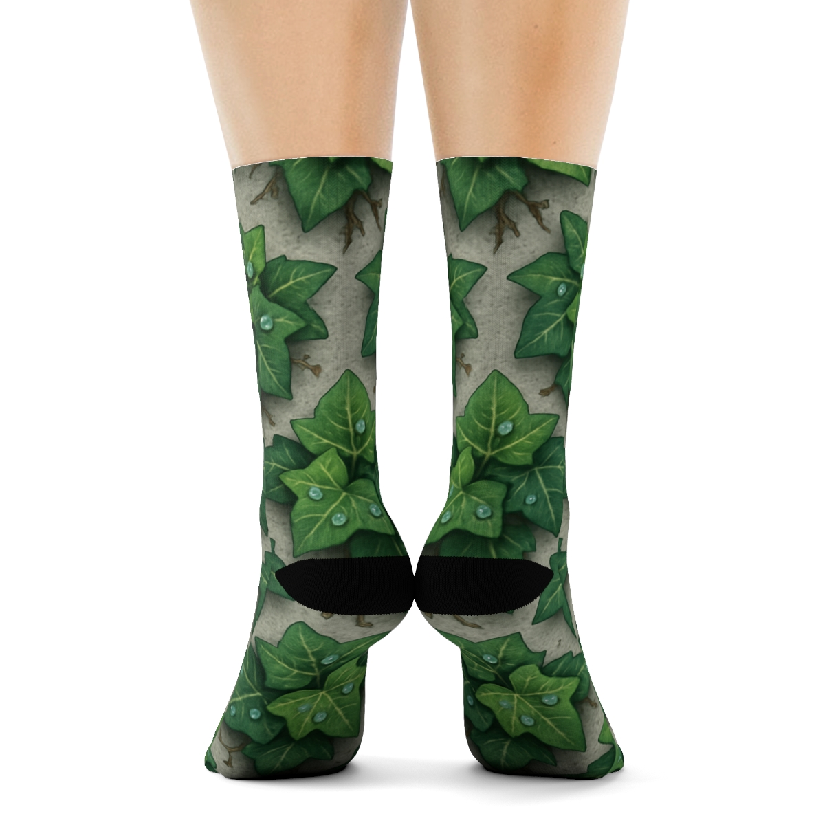 Dewdrop Ivy Orbit Tiles On Stone Gray personalized crew socks