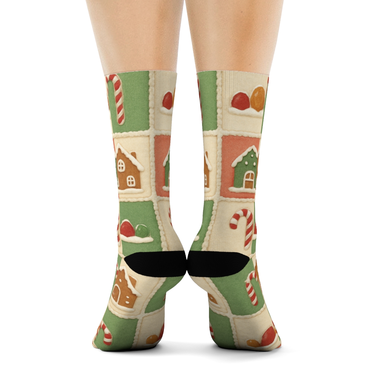 Gingerbread-House Xmas Patchwork premium sports crew socks