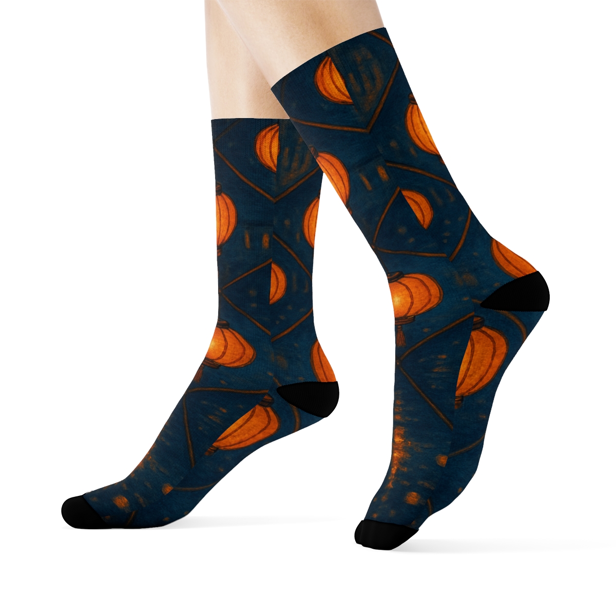 Lantern Lattice Celebration trendy patterned crew socks