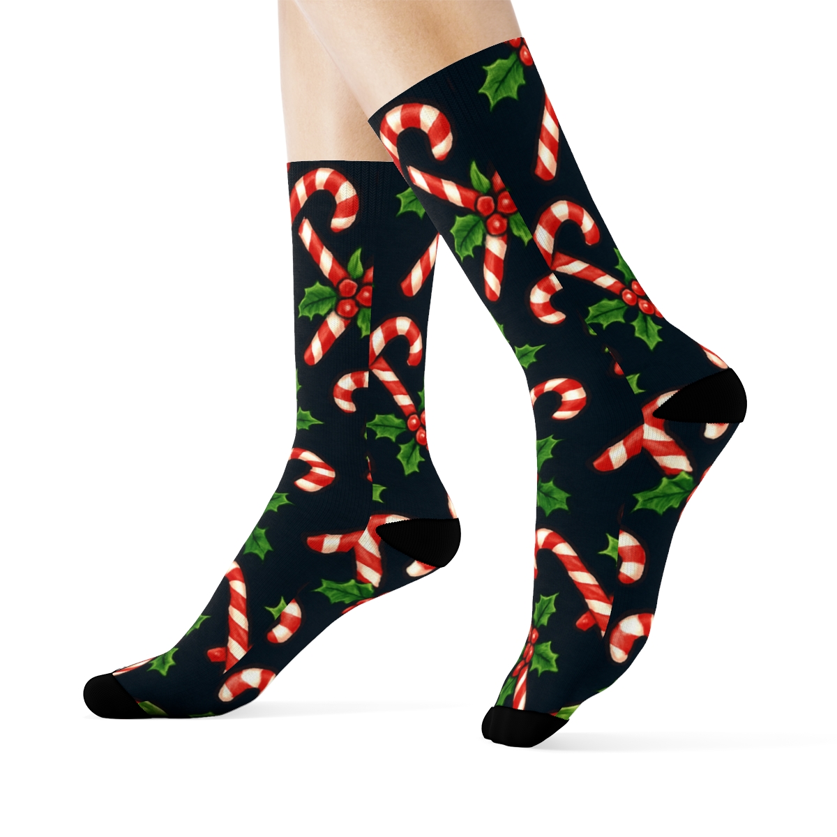 Candy Cane Lattice, Holiday Edition designer printed crew socks