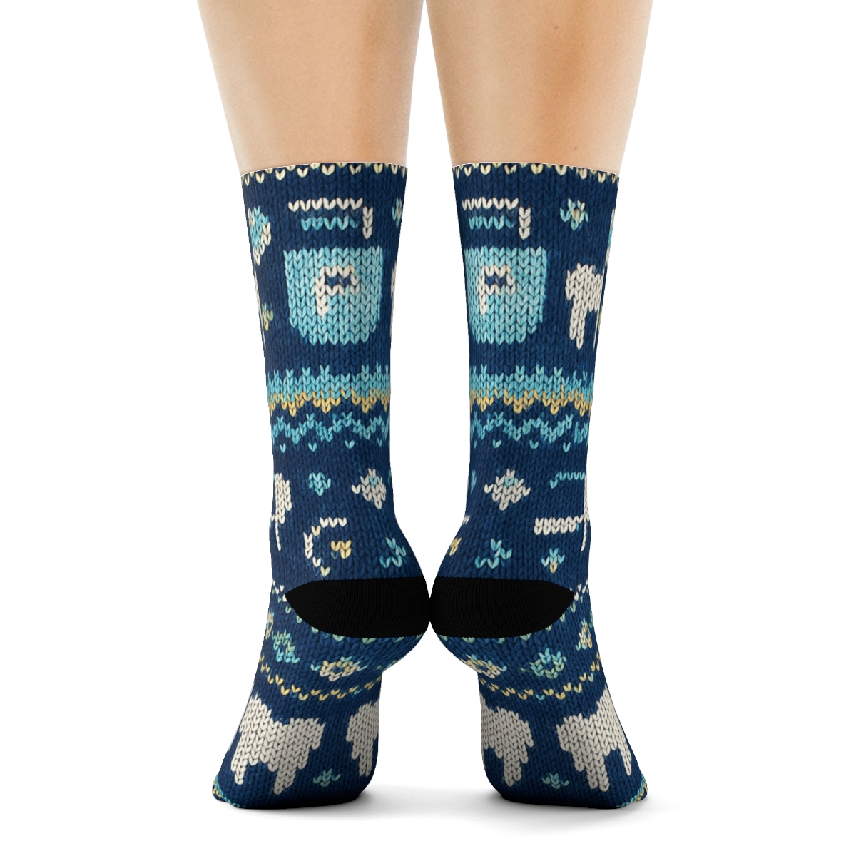 Knitted Illusion Dentist Tool Fair Isle designer printed crew socks