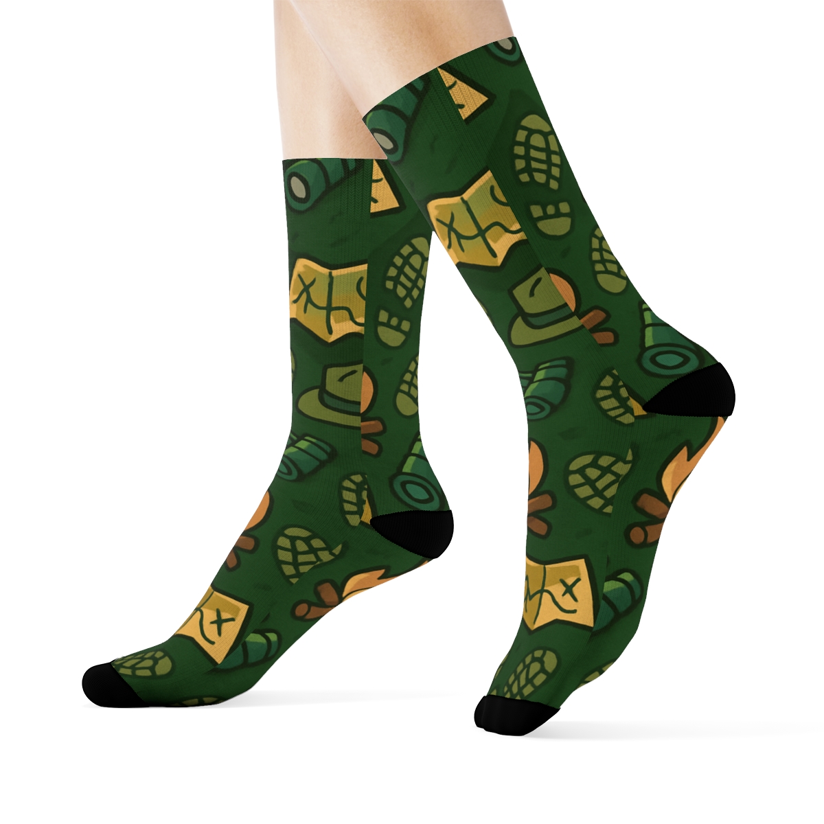 Trail Grid With Park Ranger Icons personalized crew socks