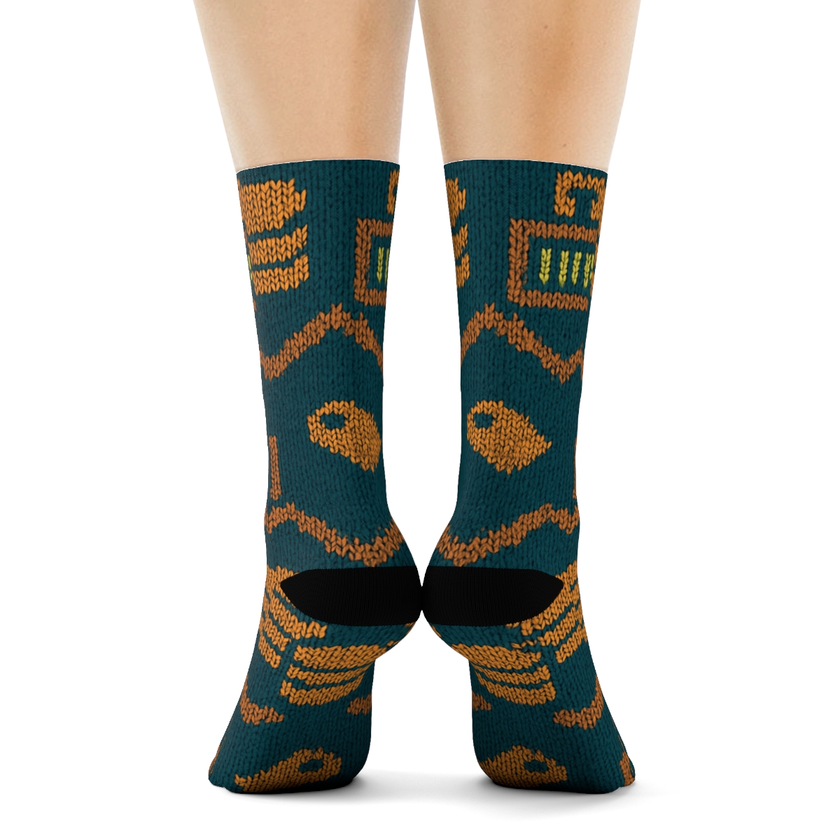 Cashier-Grade Coin Chevron On Deep Teal soft everyday crew socks