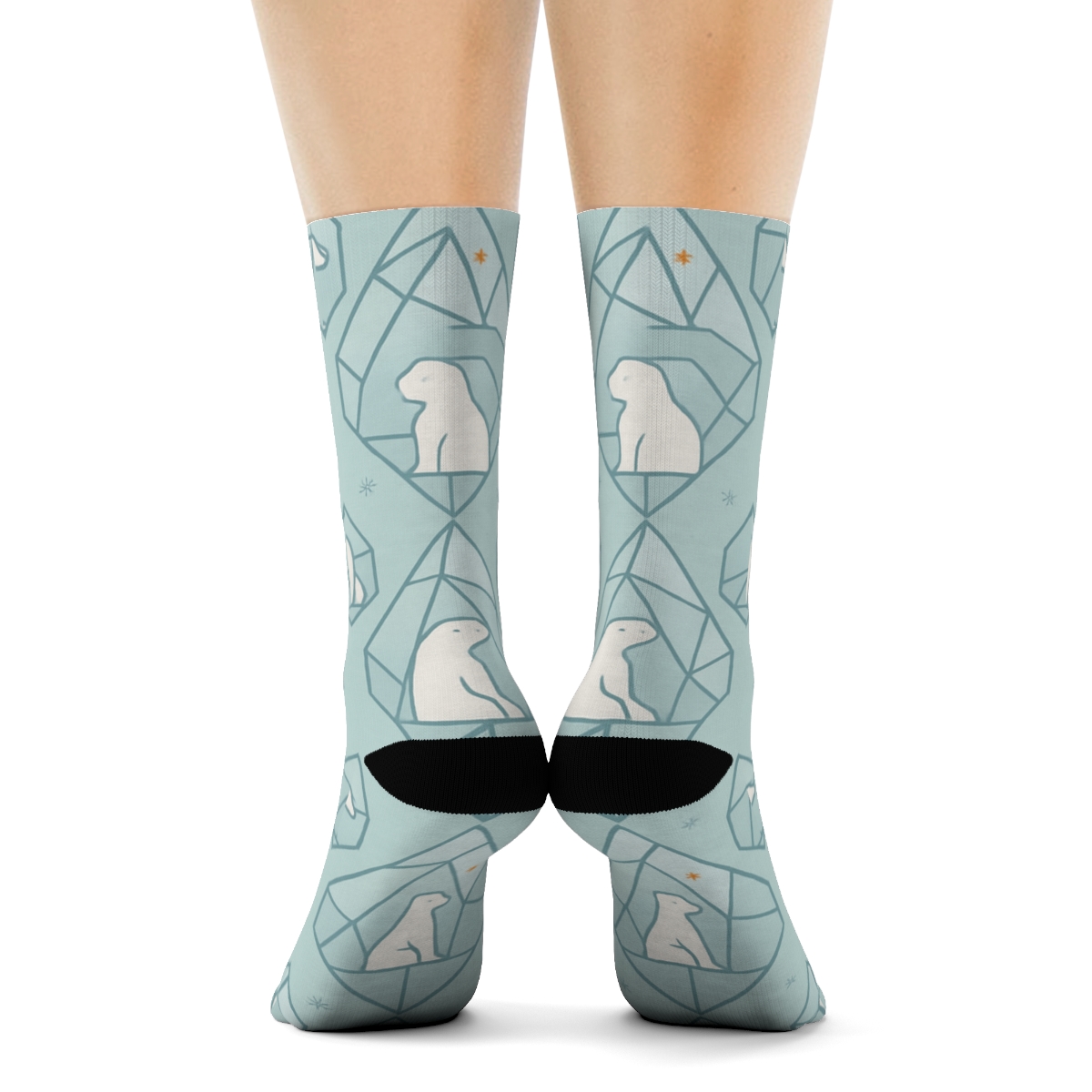 Iceberg Lattice With Polar Bear Silhouettes personalized crew socks
