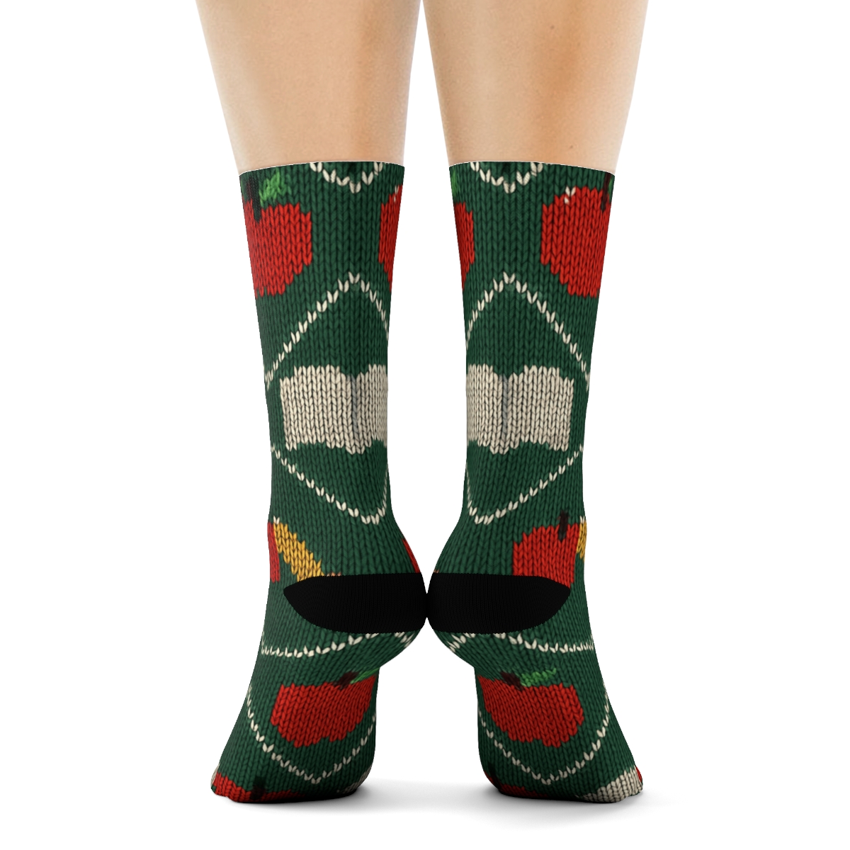 Knitted Chalkboard Lattice Teacher Pattern soft everyday crew socks