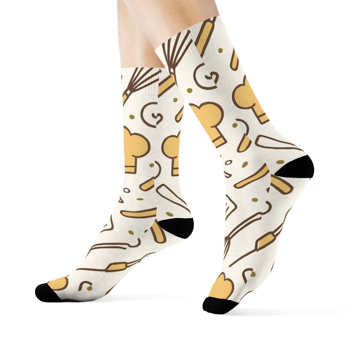 Chef Hat Lattice Pattern For Cook designer printed crew socks