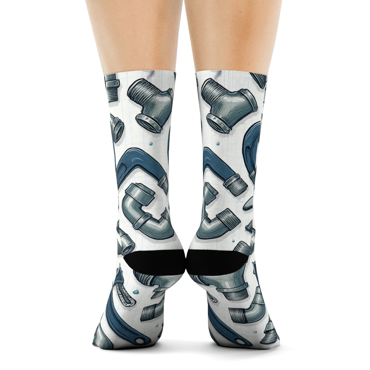 Tool Collage Blueprint With Plumber Rhythm soft everyday crew socks