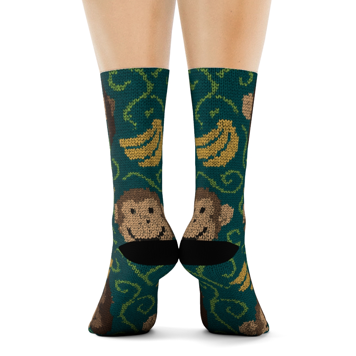 Knitted Jungle Ape Jacquard trendy patterned crew socks