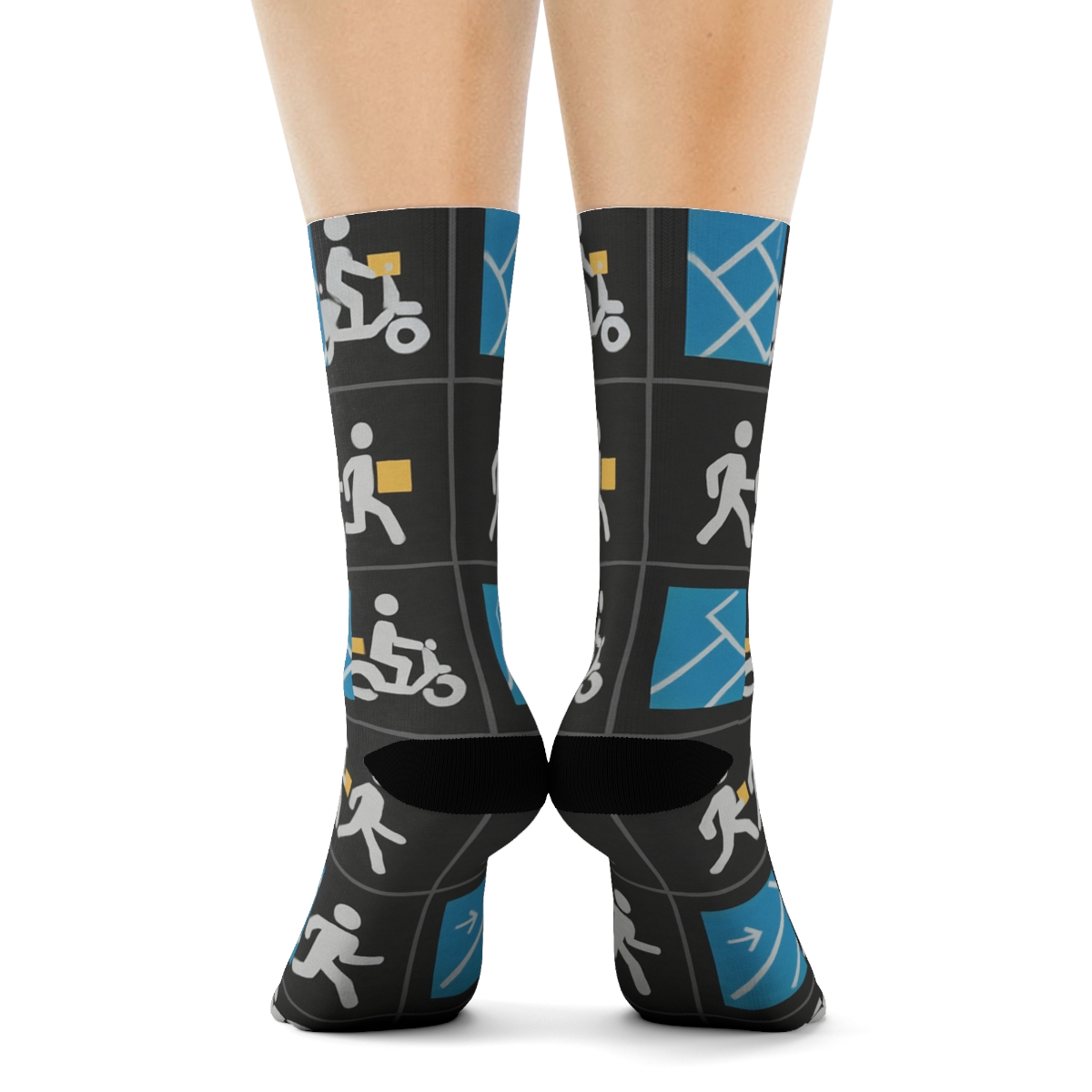Modern Map Grid With Delivery Driver Icons designer printed crew socks