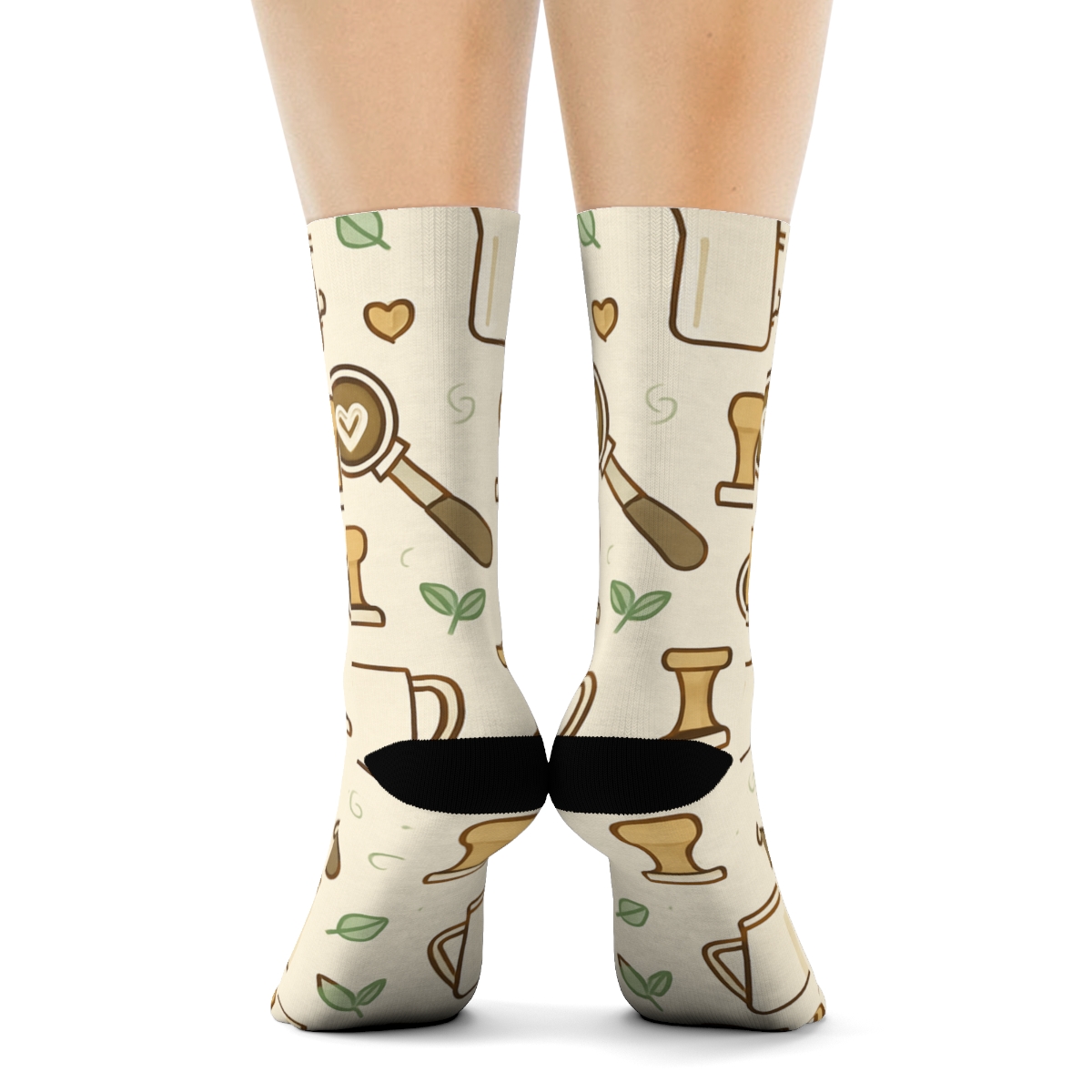 Coffeehouse Tools In Barista Rhythm Pattern comfortable cotton crew socks