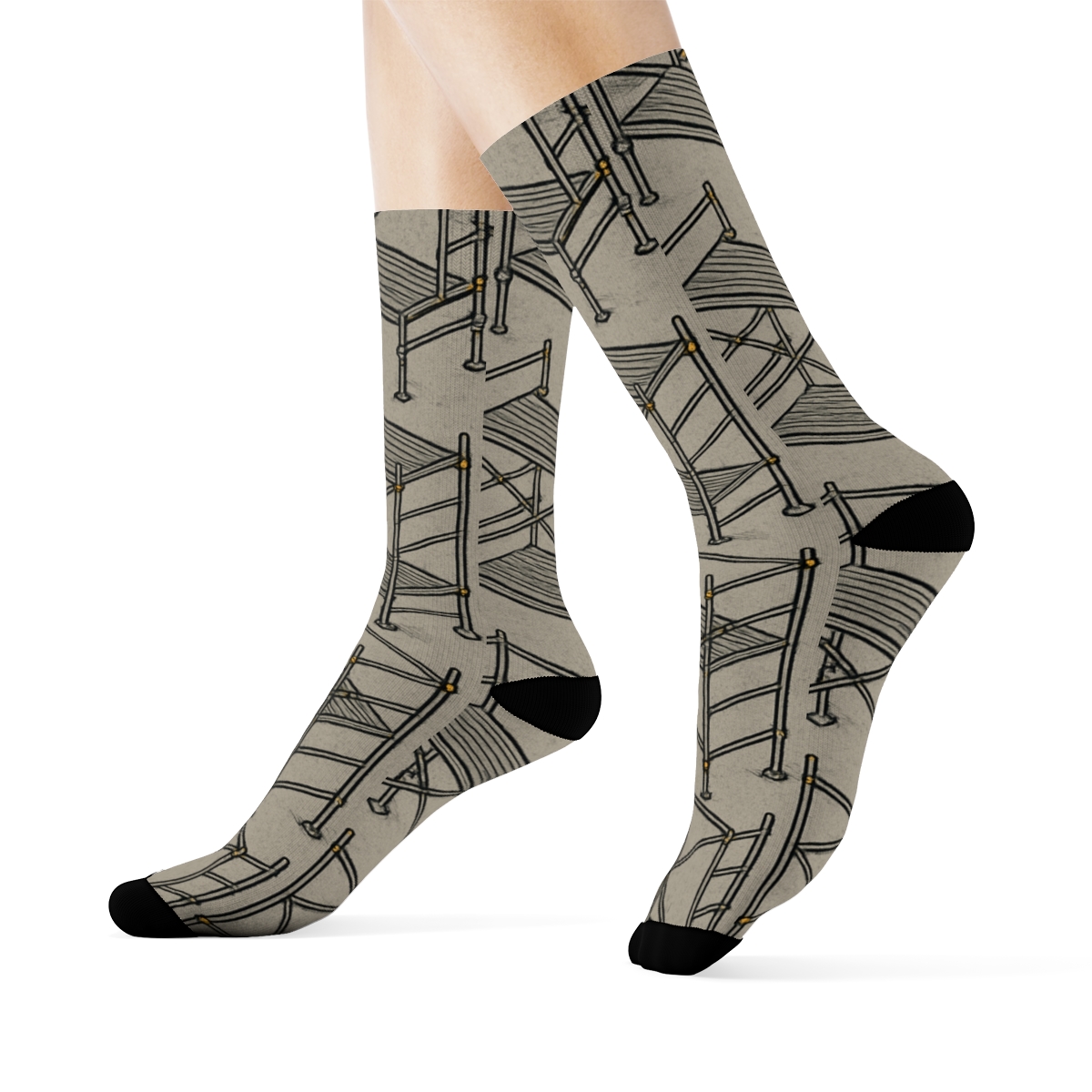 Scaffolding Chevron Study, Construction Worker Edition designer printed crew socks