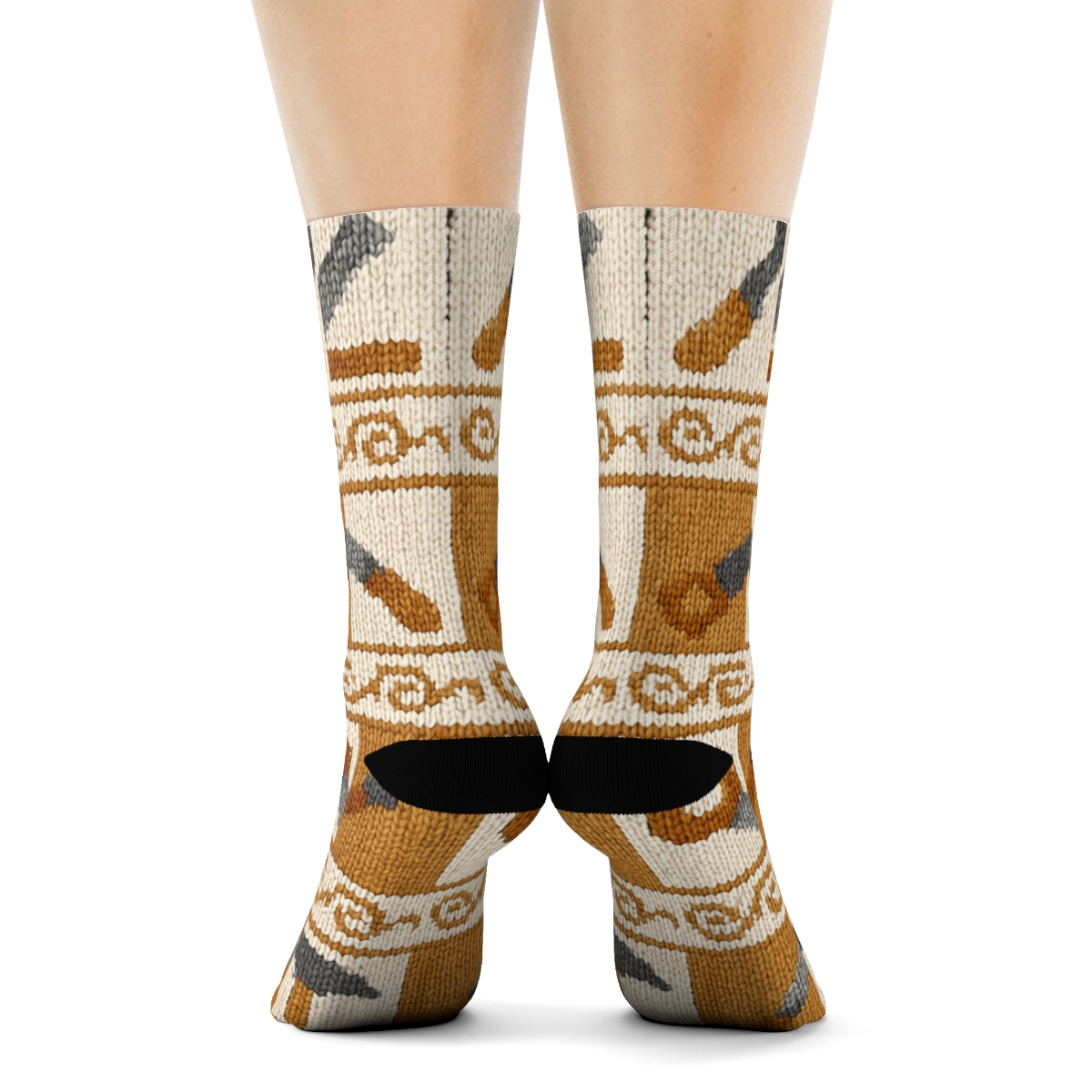 Knitted Illusion Squares For Carpenter Tools custom crew socks