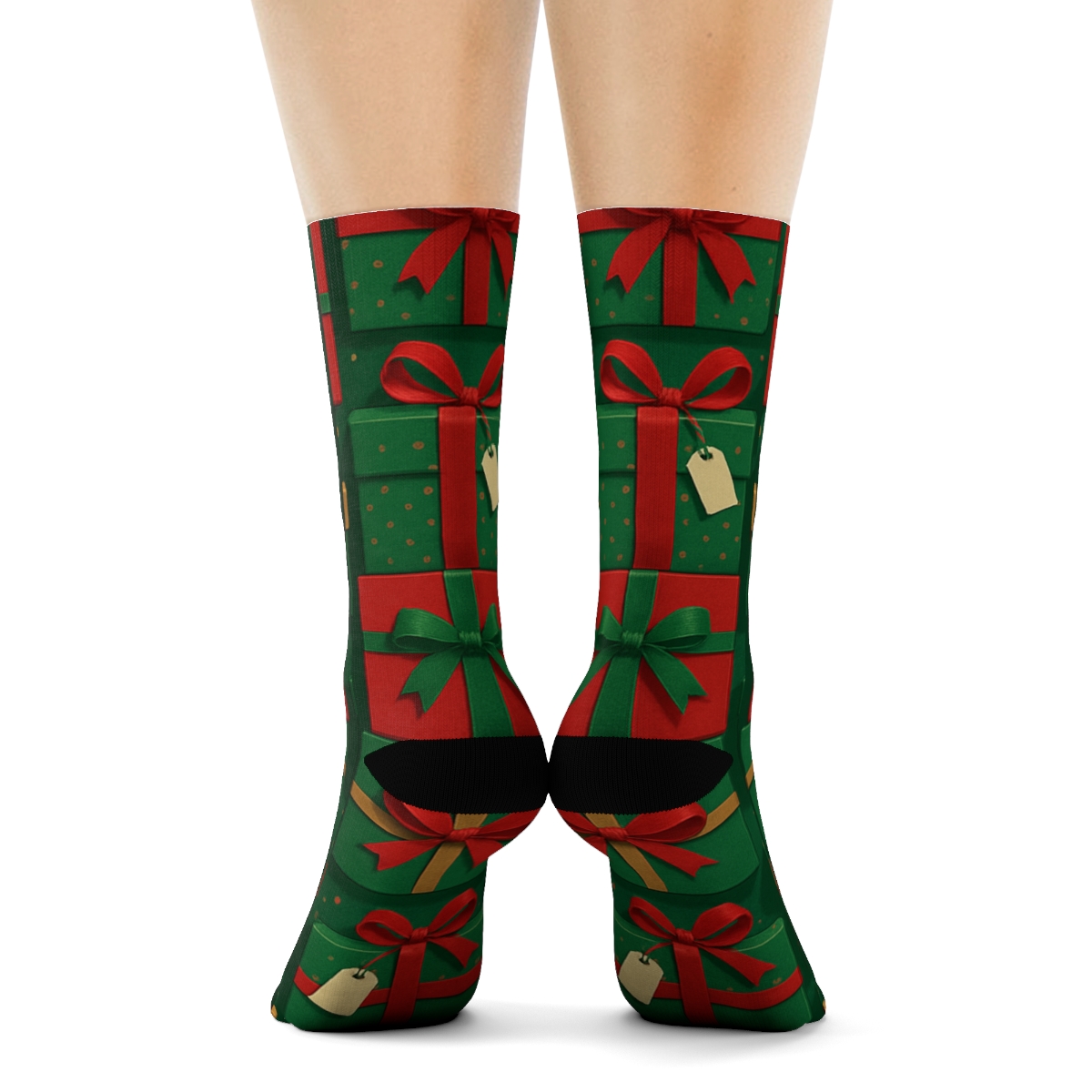 Tessellated Stack Of Presents Grid stylish athletic crew socks