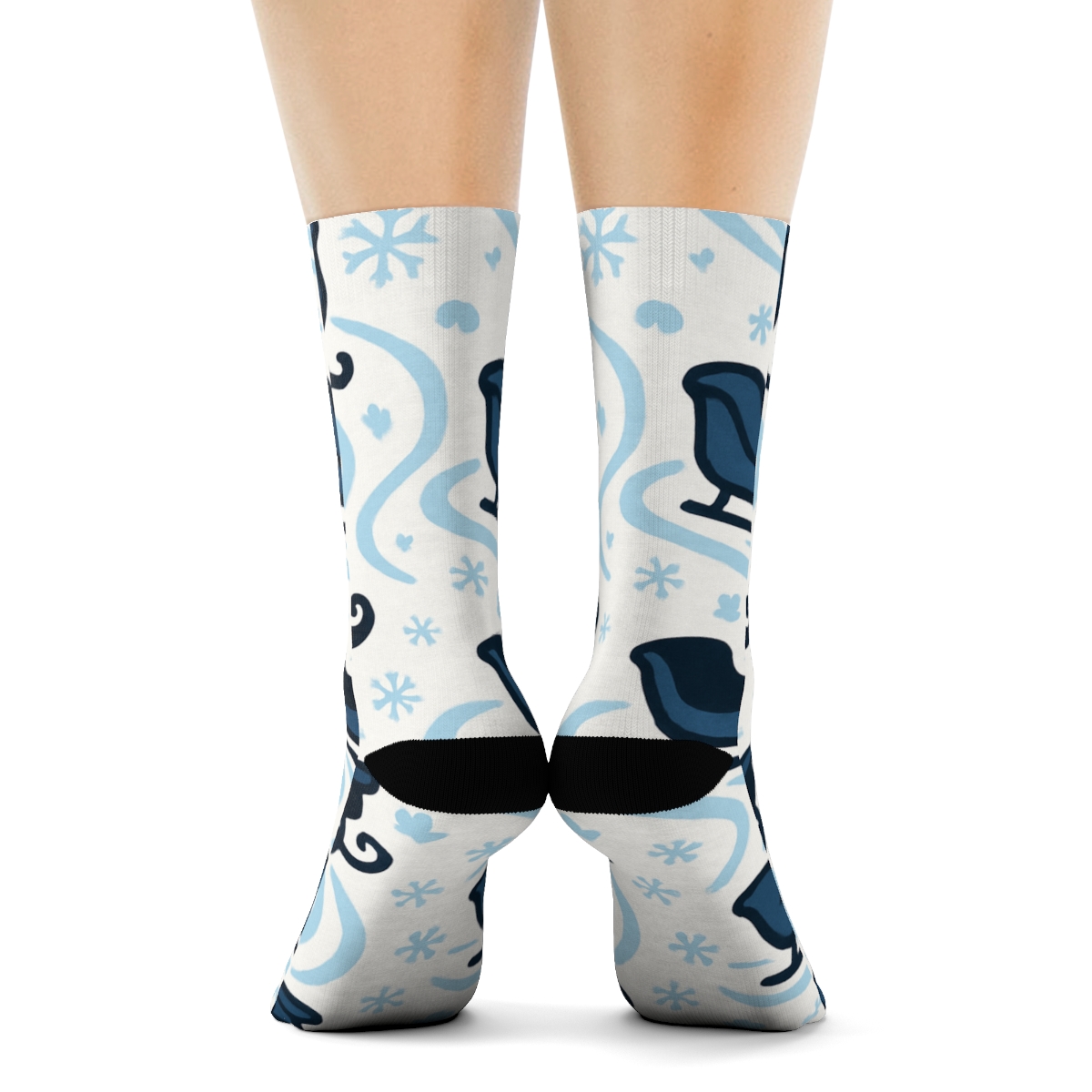 Icy Trail Silhouettes Pattern Sleigh stylish athletic crew socks