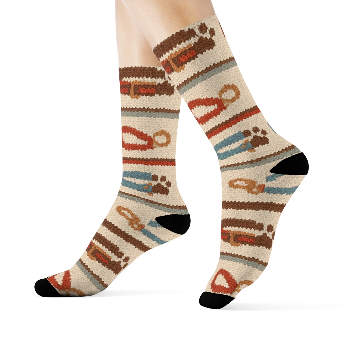 Knitted Patchwork Dog Collar Bands custom crew socks