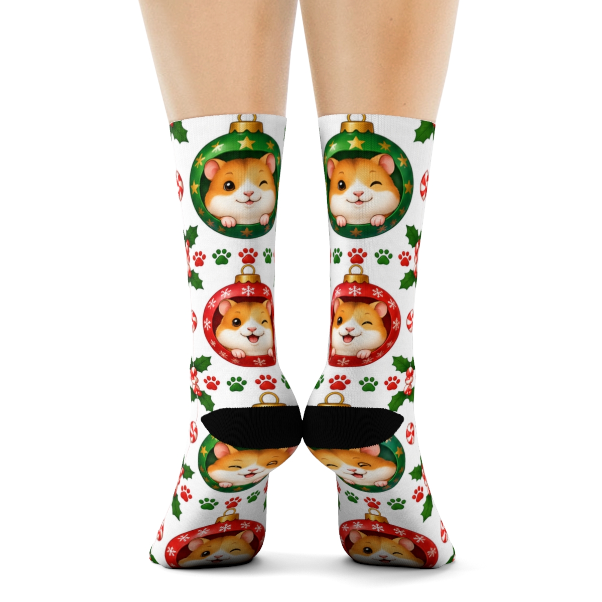 Cartoon Hamster Ornament Maze On Snow White Background premium sports crew socks [AI-3d24a45e-f0cf945777bf]
