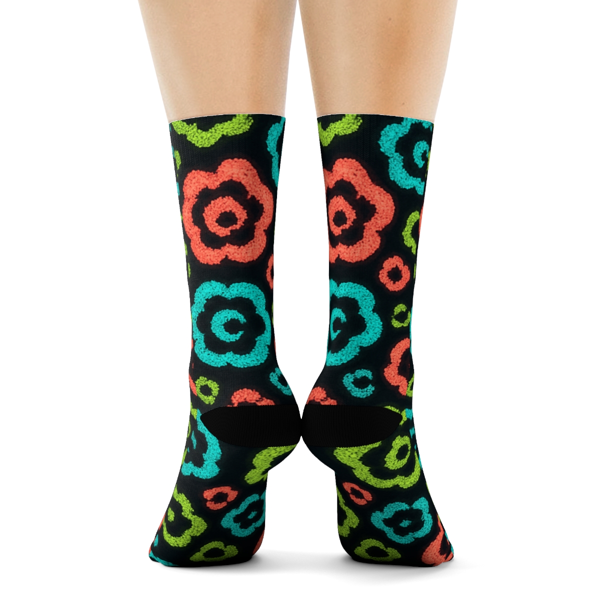 Neon Night Leopard Orbit custom crew socks