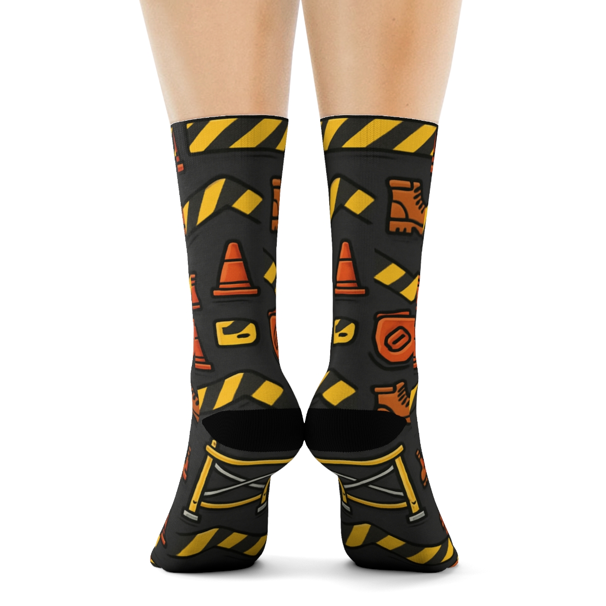 Scaffolding Chevron With Construction Worker Tape Rhythm custom crew socks