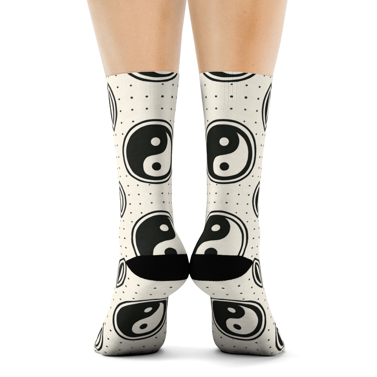 Taijitu Grid On White Field custom crew socks