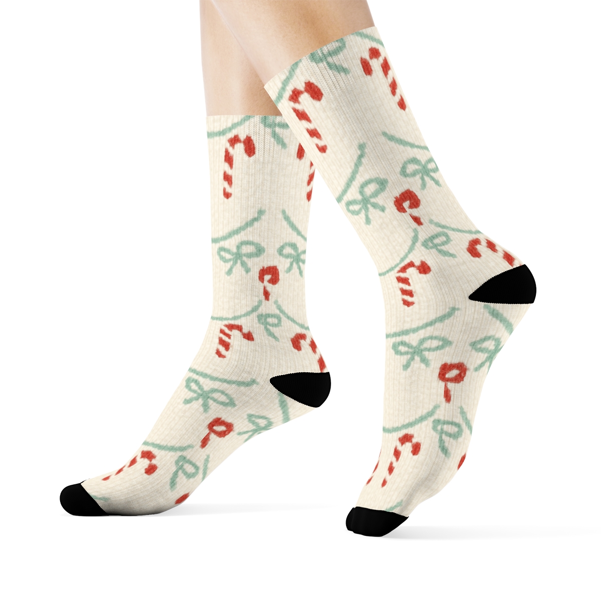 Mini Garland With Candy Canes And Ribbon Bows unique graphic crew socks