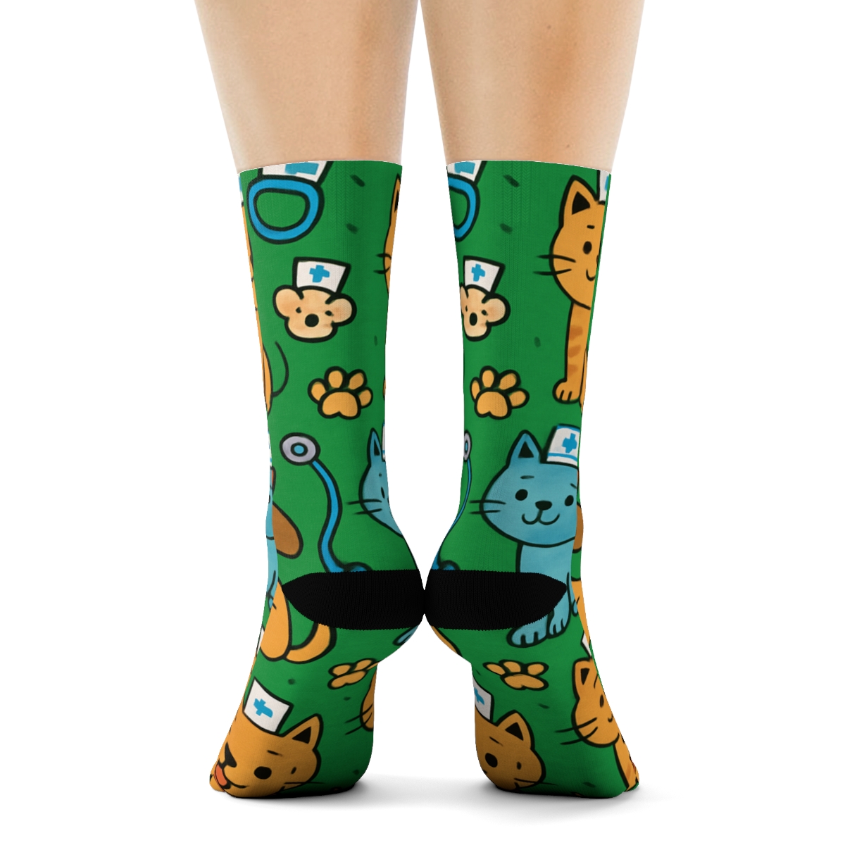 Paw Print Parade With Veterinarian Tools personalized crew socksPaw Print Parade with Veterinarian Tools Crew Socks - Image 4