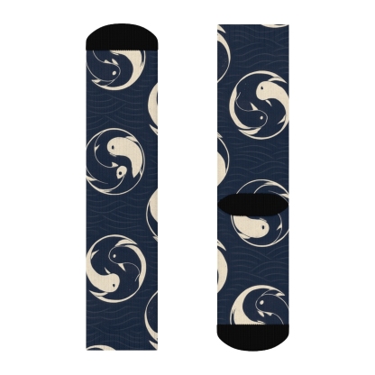 Indigo Koi Duality Spiral Tiles stylish athletic crew socks