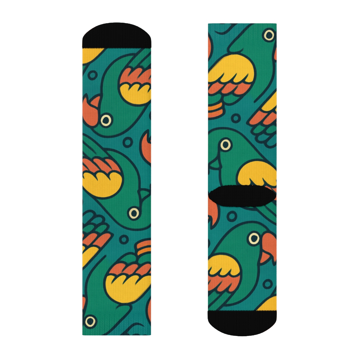 Tropical Parrot Beak Chevron On Teal Background custom crew socks