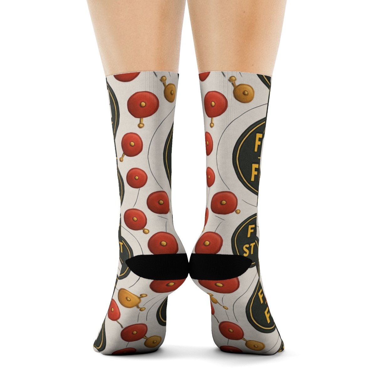 Alarm Bell Orbit Pattern Fire Fighter Edition stylish athletic crew socks