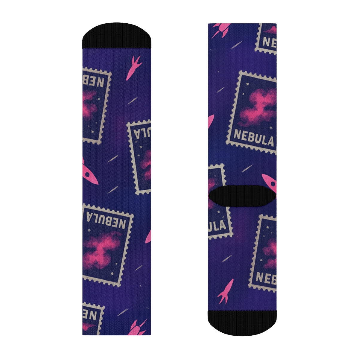 Retro Futurist Nebula Stamp Toss comfortable cotton crew socks