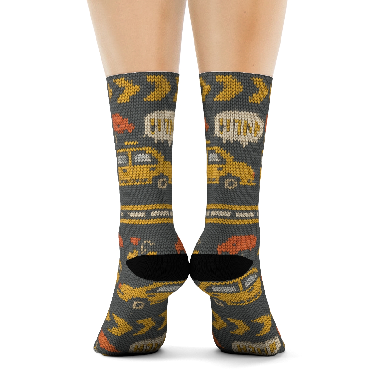Knitted Parade Of Icons With Rideshare Driver trendy patterned crew socks