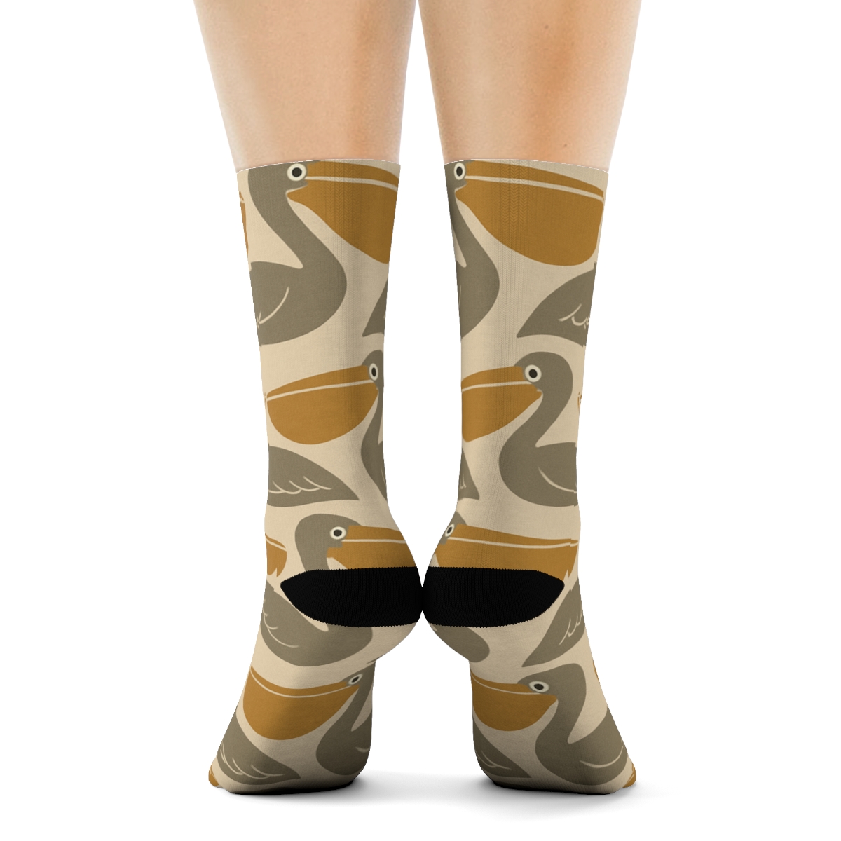 Pelican Pouch Row Bands On Sand Gray designer printed crew socks