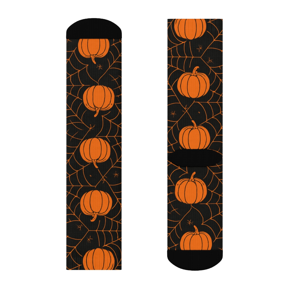 Spider Web Overlay With Pumpkin Corners On Black Background soft everyday crew socks