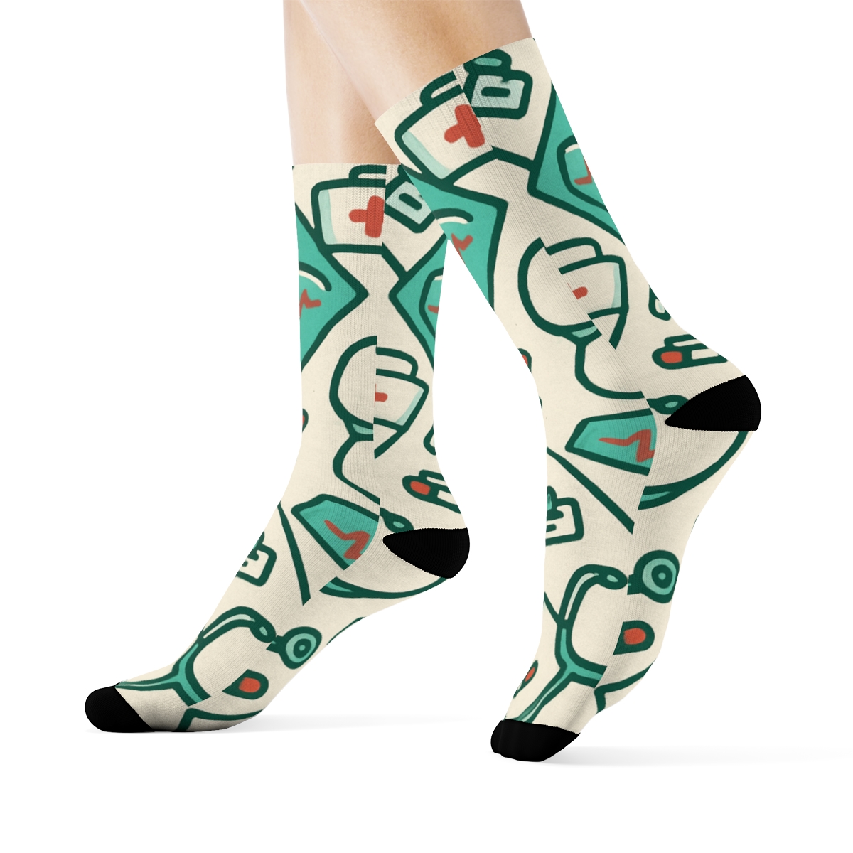 Scrub Green Lattice, Nurse Edition unique graphic crew socks