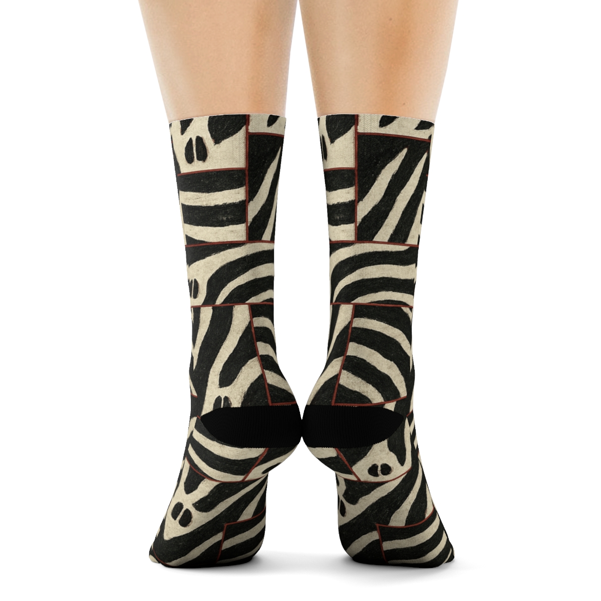 Crimson Stripe Fragment Mosaic unique graphic crew socks