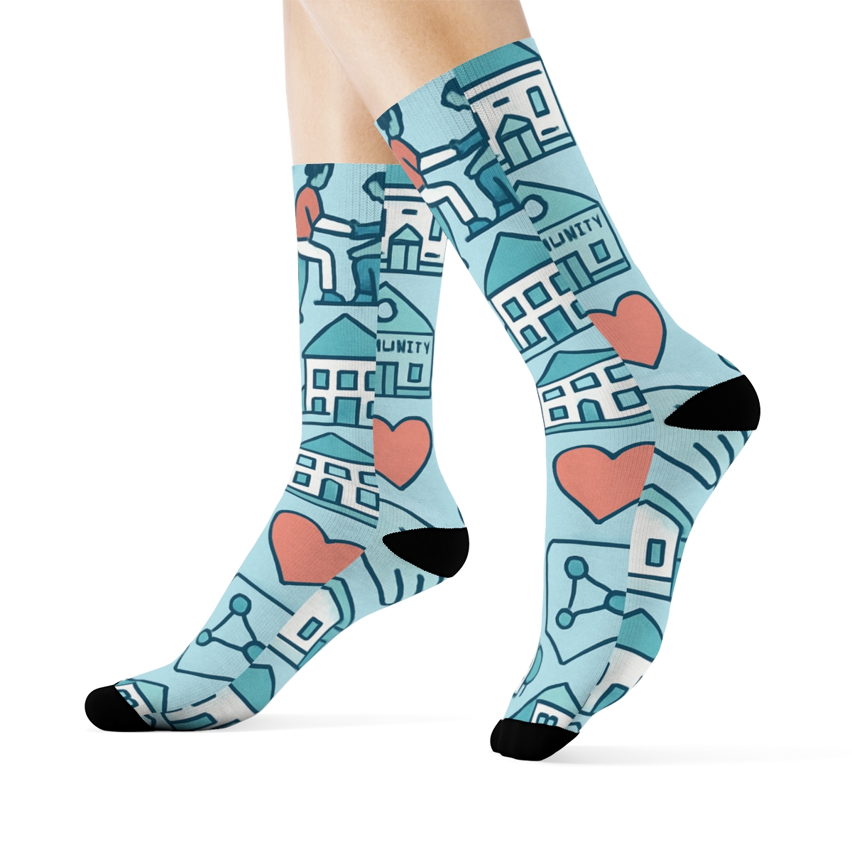 Community Lattice Social Worker Pattern designer printed crew socks
