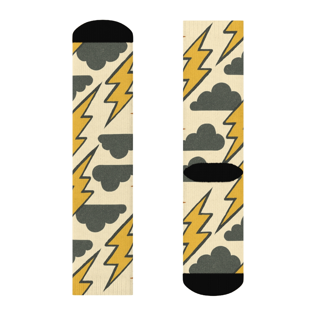 Vintage High Voltage Bolt Bands On Warm Ivory stylish athletic crew socks