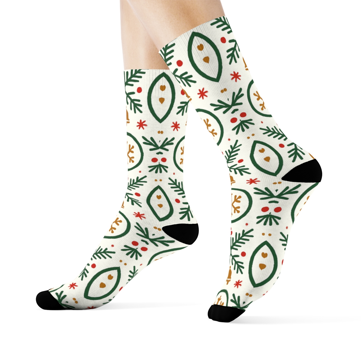 Scandinavian Folk Reindeer Pattern Bands custom crew socks