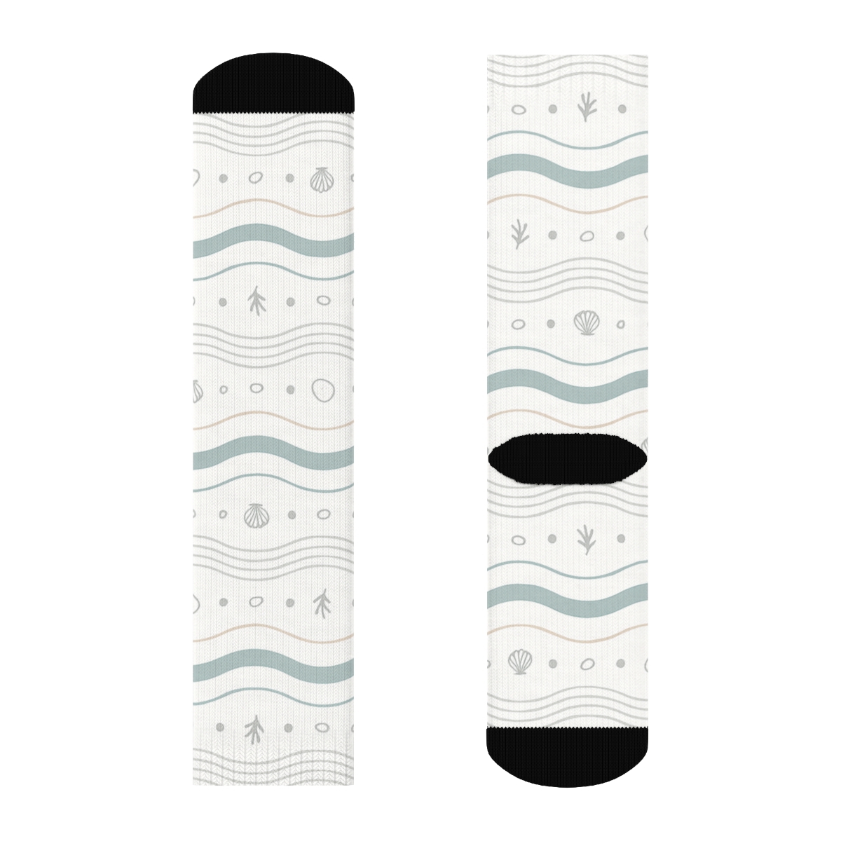 Low Tide Ripple Bands With Pebble Shell Micro Motifs trendy patterned crew socks
