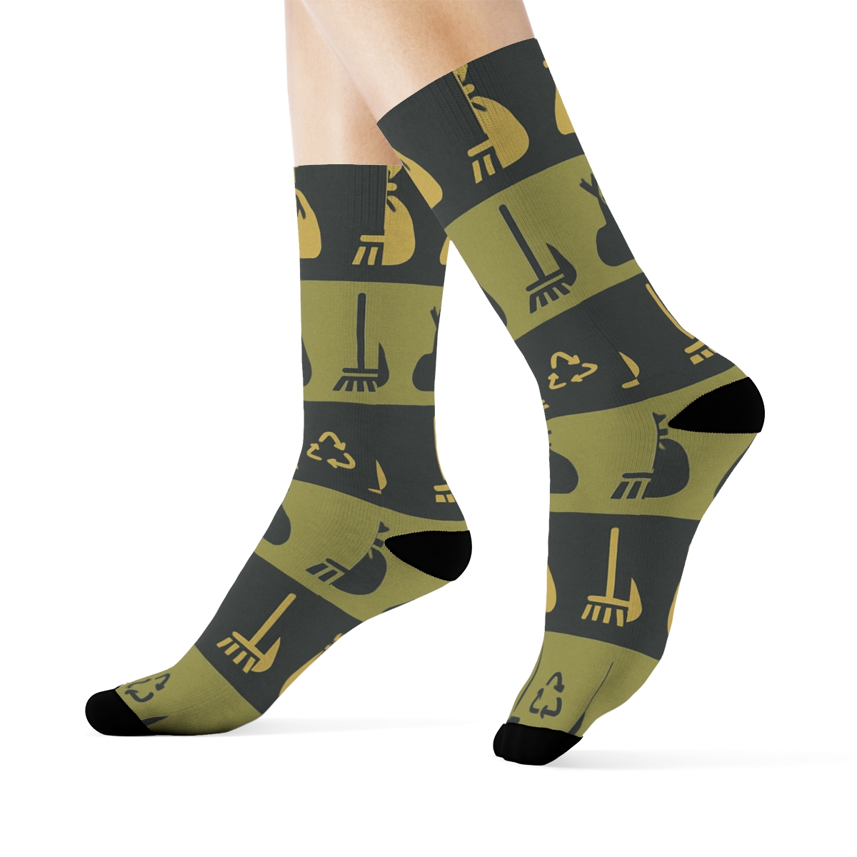 Urban Band Pattern With Garbage Collector Icons designer printed crew socks