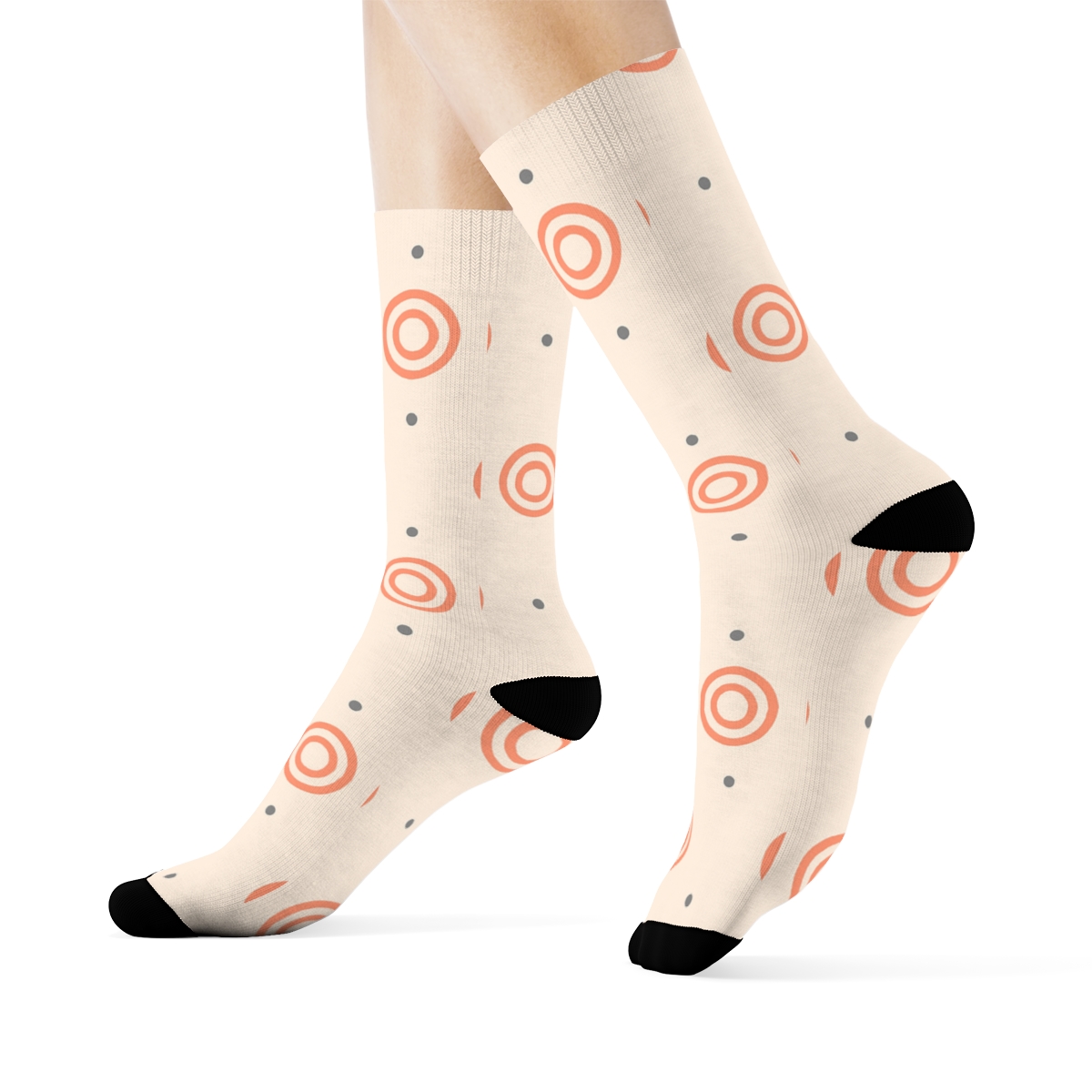Small Ring Interval designer printed crew socks