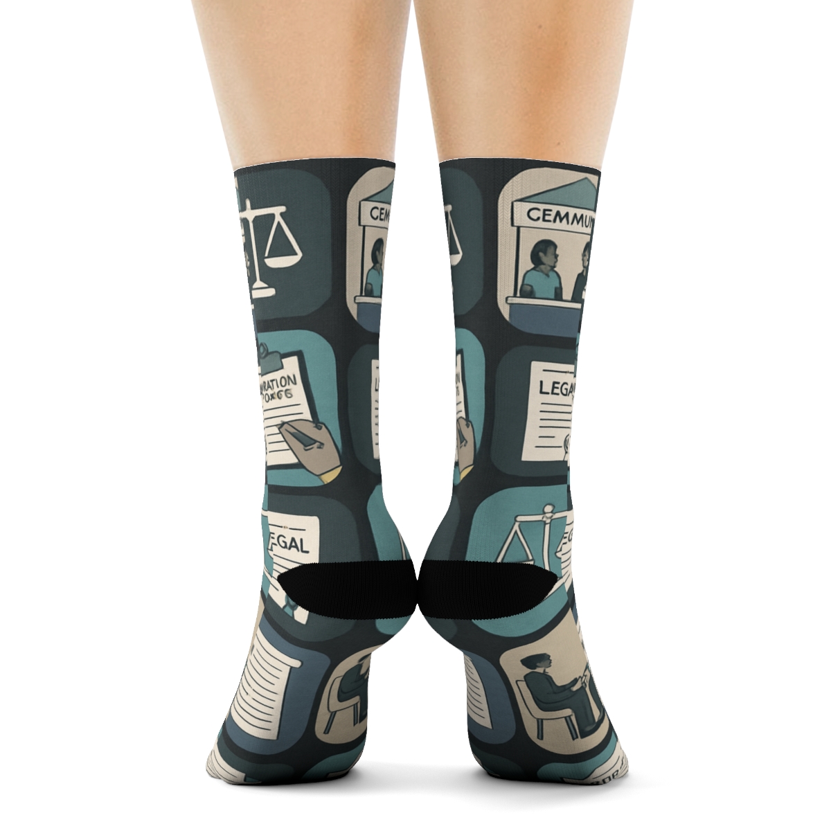 Probation Officer Community Support Collage Grid stylish athletic crew socks