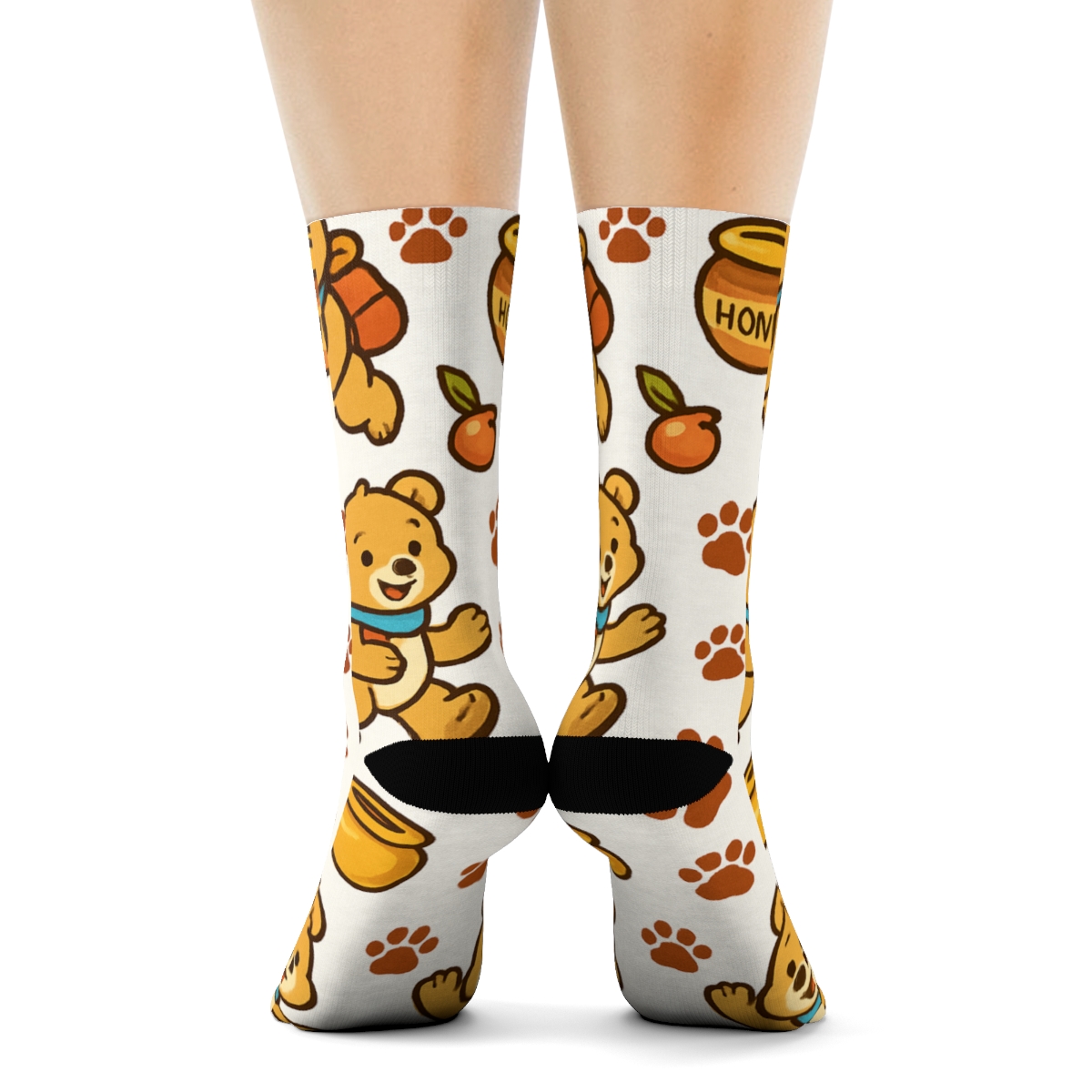 Woodland Parade With Bear Cub Tiles soft everyday crew socks
