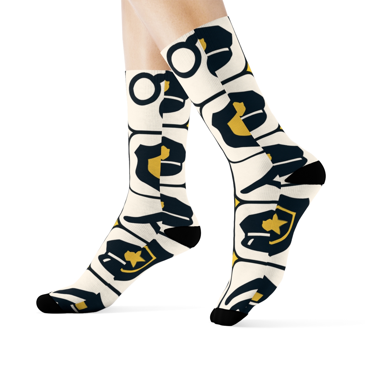 City Grid With Police Officer Emblem Repeat personalized crew socks