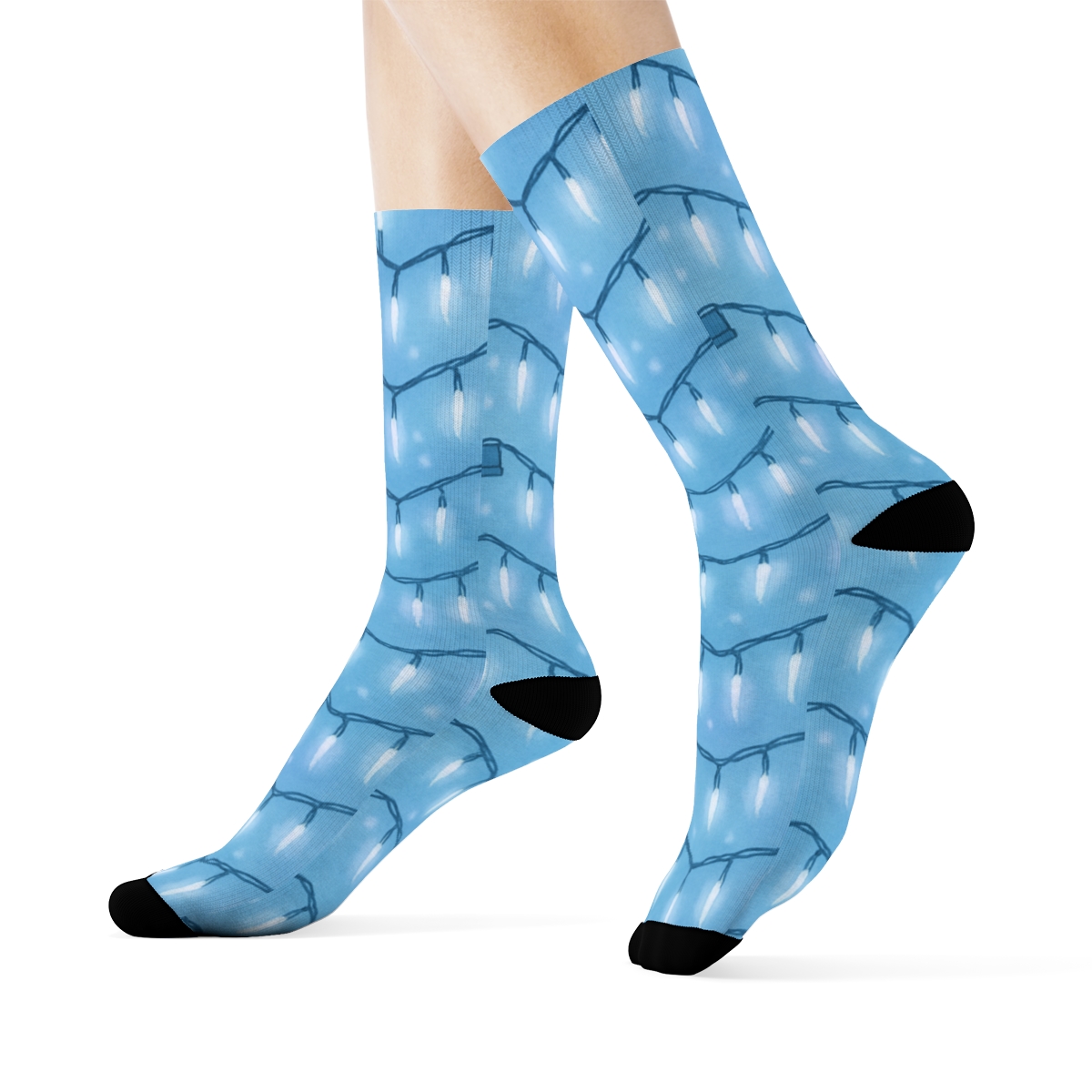 Icicle Light Chevron Drift On Icy Blue premium sports crew socks