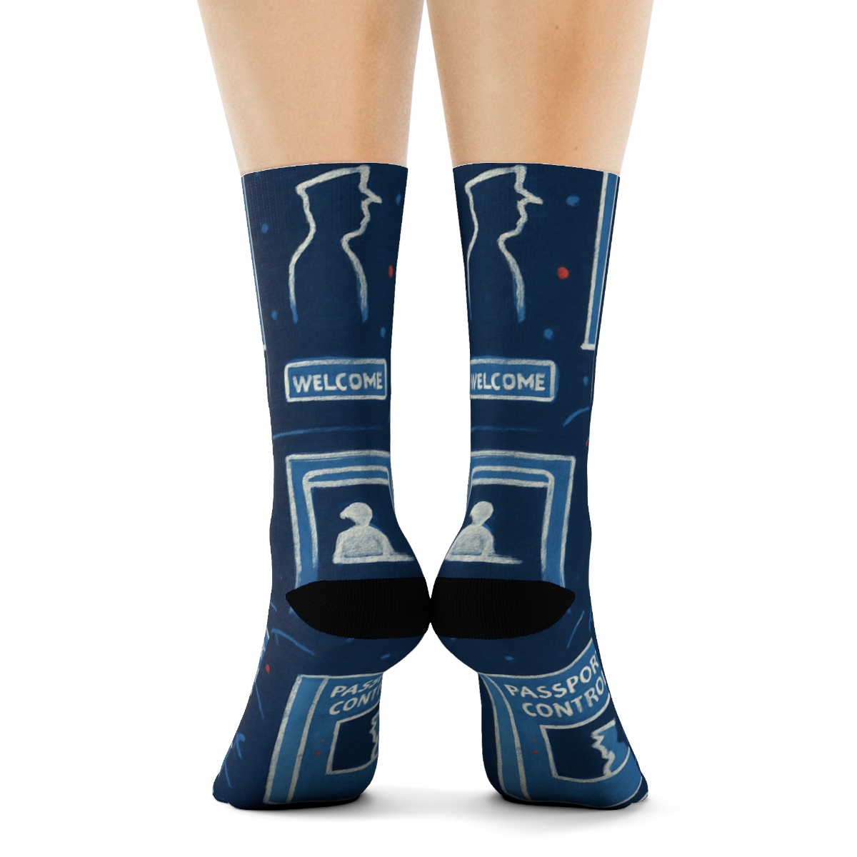 Tessellated Immigration Officer Boothscape Wraparound comfortable cotton crew socks
