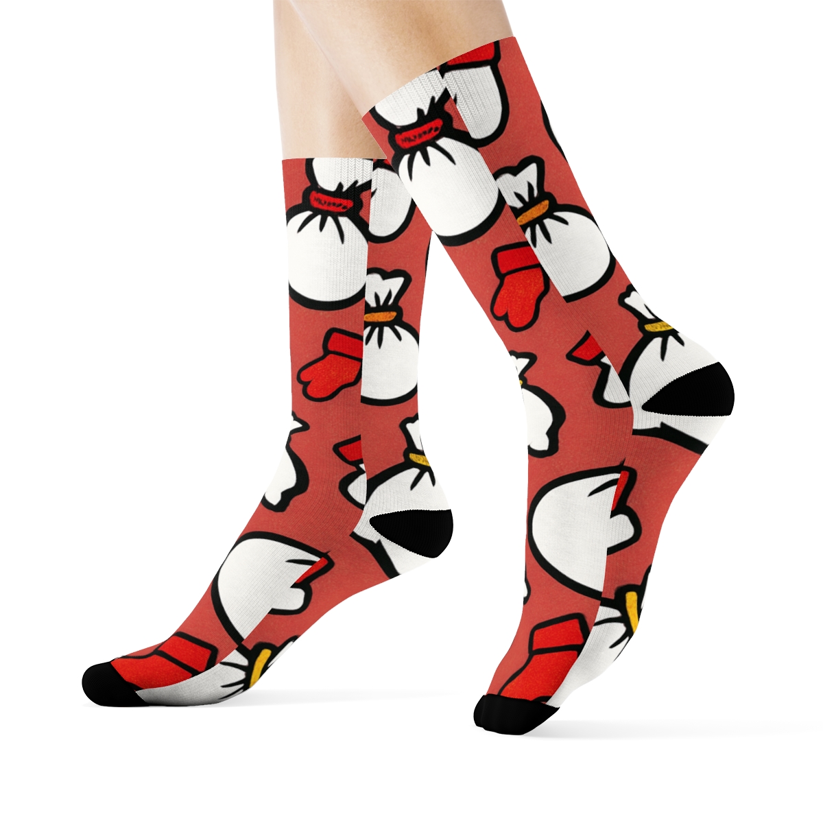 Toy Sack Scatter Santa Edition designer printed crew socks