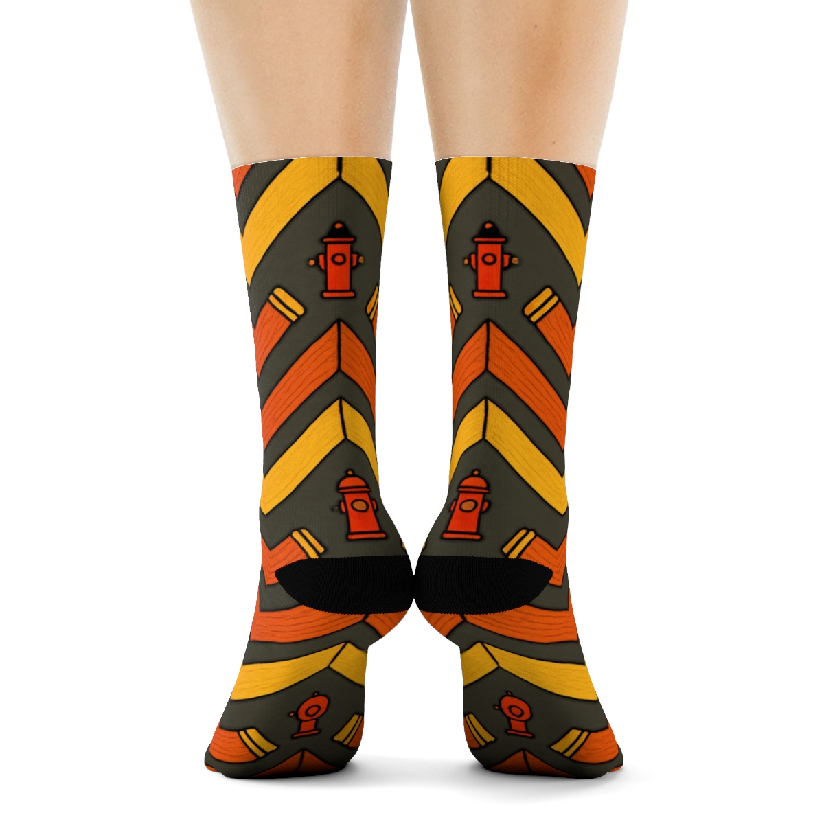 Hose Chevron Rhythm With Fire Fighter Motifs personalized crew socks